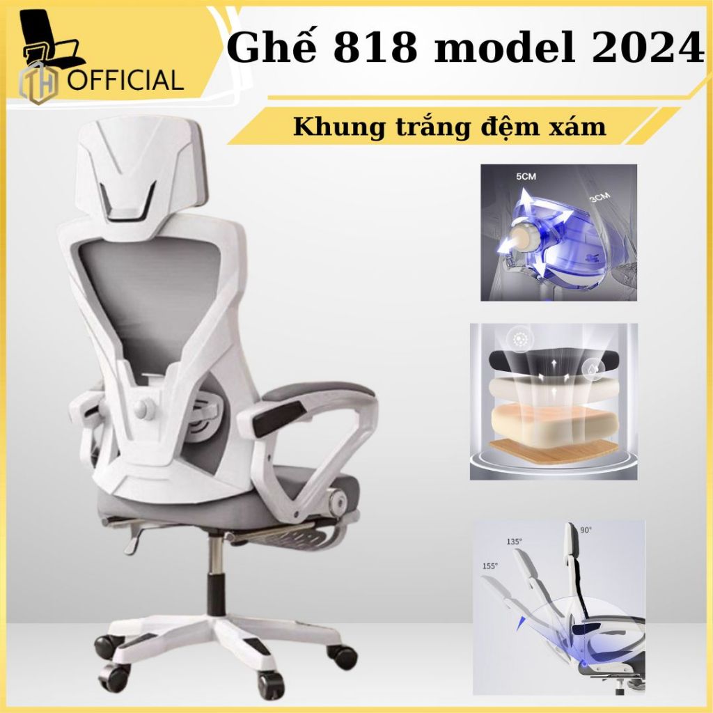 Ghế Xoay Văn Phòng 2 in 1,ghế công thái học, ghế game Tựa Đầu 3D, Lưng ghế có thể ngả 135° | BigBuy360 - bigbuy360.vn