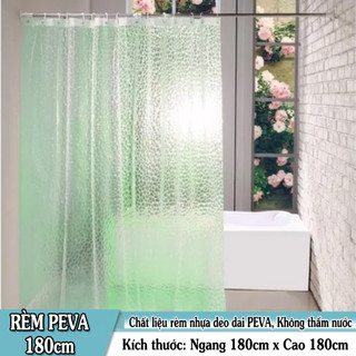 Rèm phòng tắm / rèm cửa sổ hoạ tiết kẻ trong xanh lá 180x180 loại 1