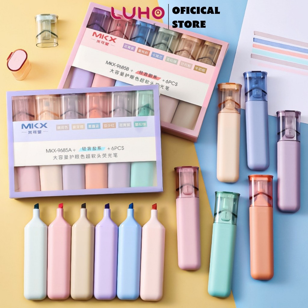 Bút đánh dấu highlight LUHO, bộ bút, set bút highlight màu pastel, highlight maker, bút dạ TỔNG HỢP 