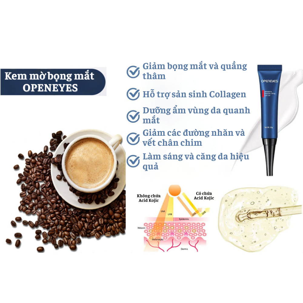 Kem Xoá Bọng Mắt Openeyes - Kem Openeyes Dưỡng Ẩm Giúp Mờ Nếp Nhăn, Loại Bỏ Quầng Thâm Và Tan Bọng Mắt