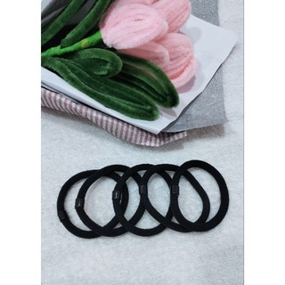 Sét 5 dây thun cột tóc đen trơn 1 nút (vòng 5cm).