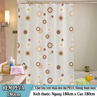 Rèm phòng tắm Vòng tròn Nâu 180cm x 180cm Loại 1