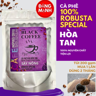 Cà phê hòa tan nguyên chất 100% robusta, cafe đen hòa tan black coffee special -rang vừa, đắng mạnh