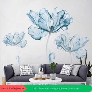 Decal dán tường hoa cánh mỏng xanh dương GS9074
