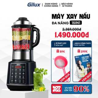 Máy làm sữa hạt Gilux chính hãng 15 chức năng trong 1 - Xay nấu tự động - Công suất 1800W - Dung tích 1.75L