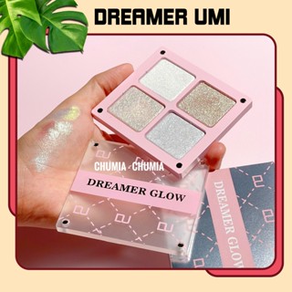 Phấn bắt sáng highlight DREAMER UMI GLOW 4 Ô nhũ mũi phấn mịn mềm bền màu lâu trôi bộ chính hãng TK chumia
