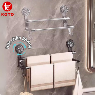 Giá treo khăn nhà tắm 2 tầng cao cấp KOTO treo dép phơi đồ cốc hút chân không có móc treo chịu lực tốt