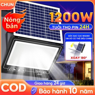 Đèn năng lượng mặt trời 1200W siêu sáng cảm biến thông minh chống chói mới nâng cấp đèn năng lượng mặt trời nhôm đúc
