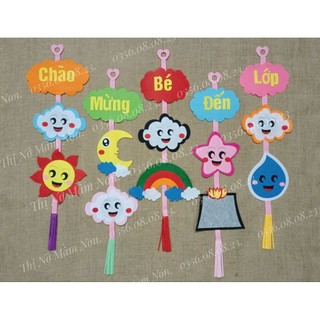 rèm treo Chào mừng bé đến lớp vải nỉ trang trí mầm non STEAM