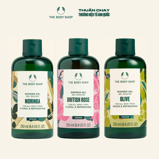 Combo sữa tắm shower gel moringa & british rose & olive 250ml the body shop