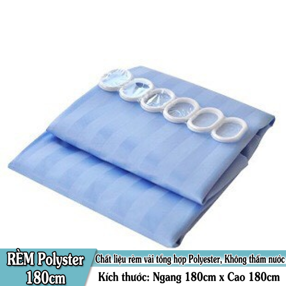 Rèm Phòng Tắm / Rèm Cửa Sổ Xanh Sọc bóng 180cm X 180cm Loại 1( Ảnh + Video thật )