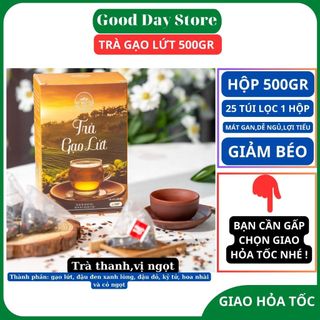 Trà gạo lứt Tây Nguyên Food hỗ trợ giảm cân thanh lọc cơ thể,mát gan,ngủ ngon - Hộp 500gram gồm 25 túi lọc bên trong