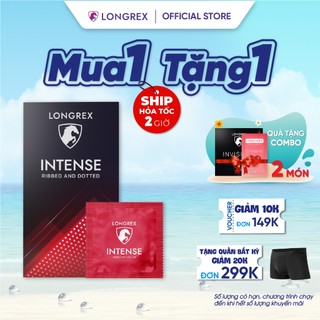 Bao cao su gai Longrex Intense nhiều gân gai, siêu mỏng nhiều gel bôi trơn tăng cảm giác, gốc nước size 52mm LR06