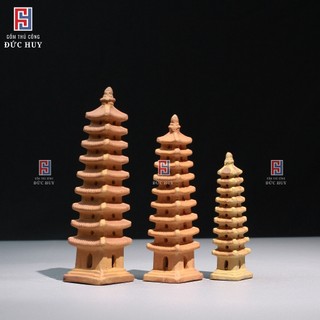 Mô hình gốm Tháp vuông mini phụ kiện trang trí tiểu cảnh hòn non bộ bể cá chậu cây bonsai