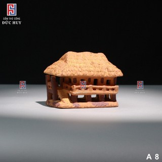 Mô hình gốm Nhà Sàn phụ kiện trang trí tiểu cảnh hòn non bộ bể cá chậu cây bonsai