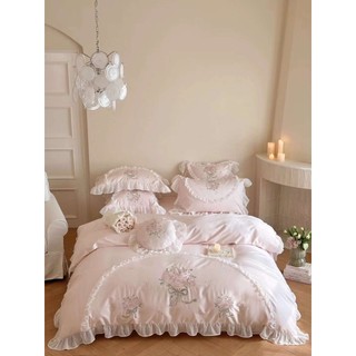 Bộ chăn ga gối 7 món lụa tencel 80s hoa hồng mộng mơ luna bedding