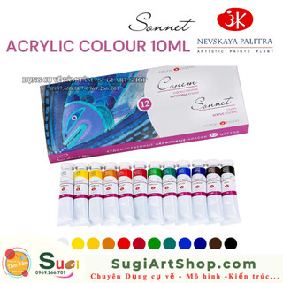 [ TÂM TÂM ] Màu Acrylic Sonnet - dạng tuýp 12 màu x 10ml