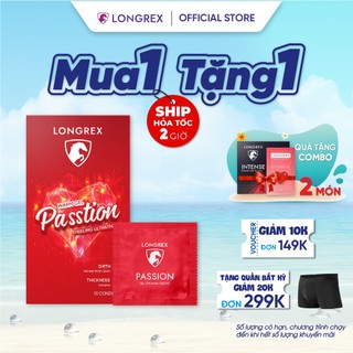 Bao cao su Longrex Passion truyền nhiệt siêu mỏng nhiều gel gốc nước cho cảm giác ấm nóng hộp 10 chiếc LR05
