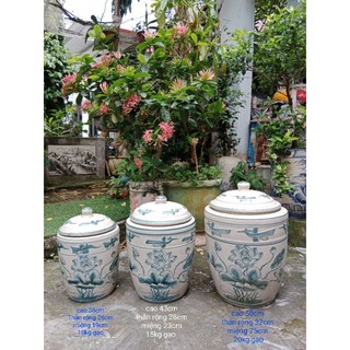 Hũ gạo men rạn giả cổ 10kg/15kg/ 20kg.gốm sứ Bát Tràng