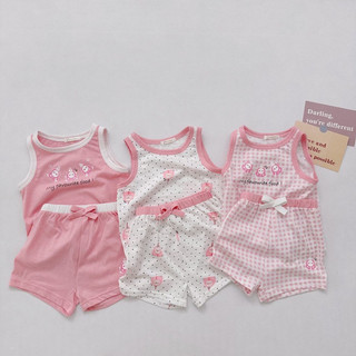 Đồ bộ bé gái, set bộ sát nách chất cotton họa tiết MY FOVOURITE FOOD cho bé 8-20kg