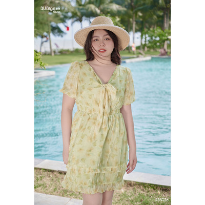 Đầm họa tiết hoa buộc ngực BIGSIZE (55kg đến 95kg) - 23SD26 - [BU Bigsize Young]