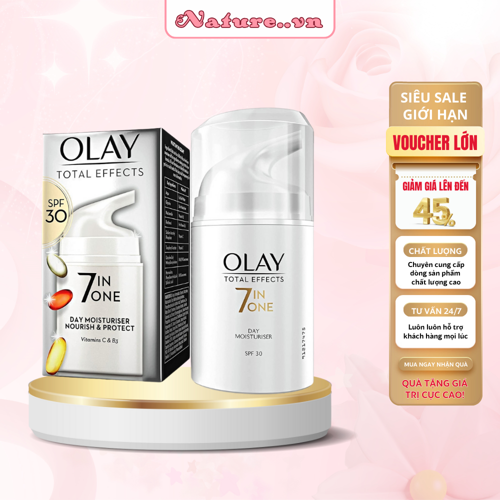Kem Dưỡng Olay Total Effects 7 In 1 Anti Ageing Moisturiser 50ml Chính Hãng dưỡng trắng , tái tạo da và chống lão h