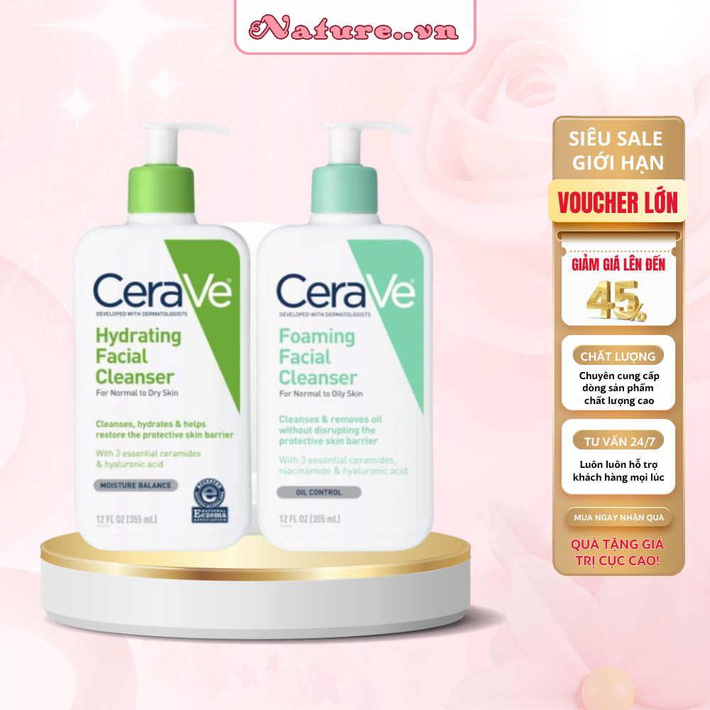 Sữa Rửa Mặt Cerave Bản Pháp Có Bill 236 ML - 473ML