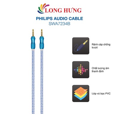 Cáp AV nối dài 3.5mm dây dù Philips Audio Cable SWA7234B - Hàng chính hãng