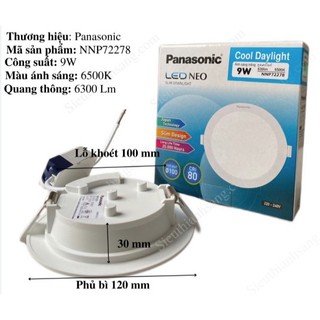 Đèn led âm trần panasonic nnp72278 siêu mỏng 9w hàng chính hãng