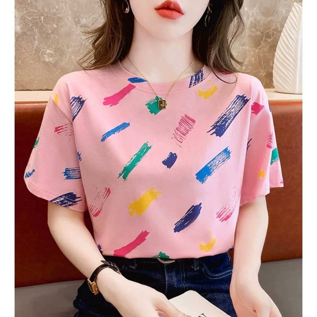 Áo Phông Nữ In Họa Tiết Nhiều Màu Chất Liệu Cotton Mặc Nhẹ Mát Thoáng Khí | BigBuy360 - bigbuy360.vn