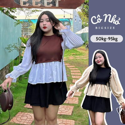 Áo Kiểu Nữ Bigsize Tay Dài Dễ Thương Dáng Áo Babydoll Phối 2 Màu Bồng Xòe Thời Trang SM40