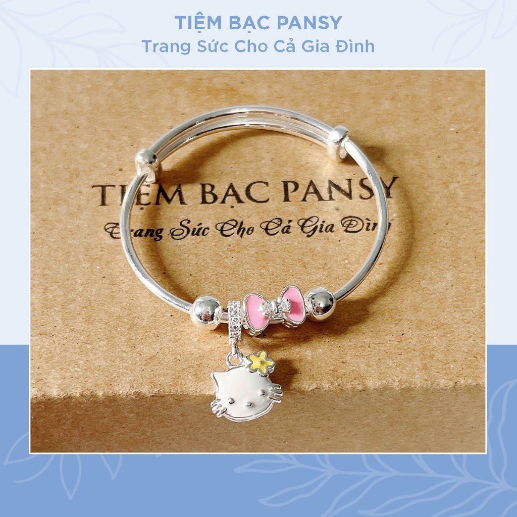 Vòng lắc bạc hình nơ kitty dễ thương cho bé gái PANSY - Vòng bạc ta S99 cao cấp trẻ em