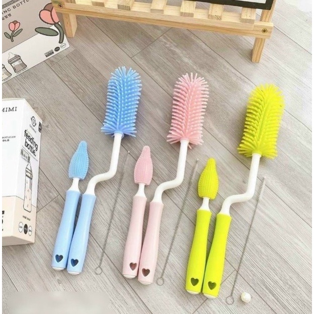 Bộ cọ rửa bình sữa silicon 3 chi tiết
