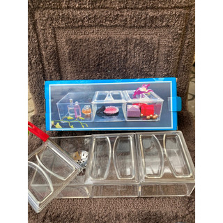 Khay nhựa Acrylic trong suốt đựng topping 3 ngăn Fataco