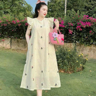 Váy bầu đẹp ĐẦM BẦU MÙA HÈ MAXI ĐI BIỂN VẤY HOA TAY CÁNH TIÊN DÁNG XUÔNG CHẤT MÁT BIGSIZE
