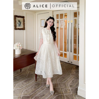 Set Váy Tiểu Thư Ren ALICE Áo Cổ Tròn Tay Bồng Kèm Chân Váy Xếp Ly Dáng Xòe Alice Thiết Kế Tinh Tế,Thanh Lịch S606