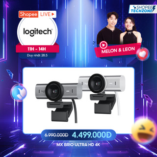 Webcam Logitech MX BRIO Ultra HD 4K - Hội họp & truyền trực tuyến, Mic kép giảm ồn, Show Mode, USB-C