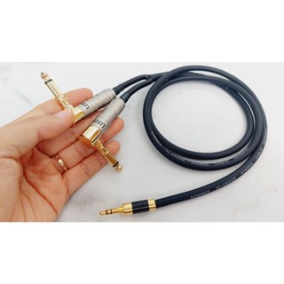 Dây 1 đầu 3.5mm ra 2 jack 6.5mm góc vuông- dây cáp sommer chuyển từ jack 3.5 ly ra 2 đầu jack 6 ly vuông hàng chất lượng
