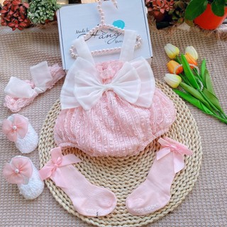 Set Body 2 dây Nhún Hồng MC cho bé gái Hằng Hamdmade  size từ 3-12kg