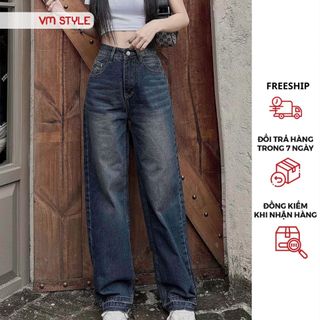 Quần jean ống rộng nữ VMSTYLE trơn cạp cao lai kiểu lua tua basic cá tính năng động 420 - QJR00142