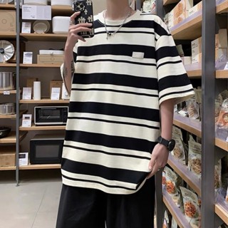 Áo Thun Nam Nữ Kẻ Sọc Ngang phối logo JIEBANGREN NAD Unisex Áo Phông Unisex Kẻ Sọc Chất Liệu Cotton