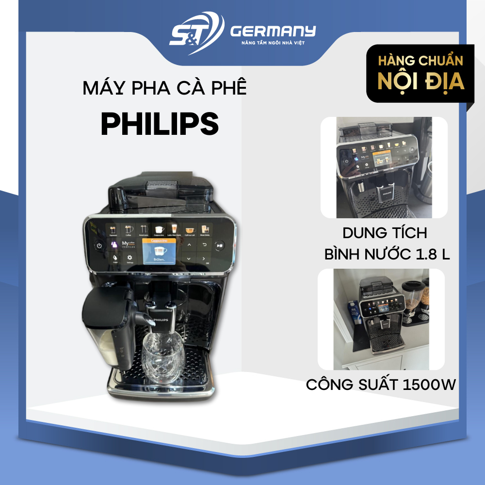 Máy pha cà phê Philips LatteGo 5400 Series nội địa Đức, Máy pha cafe gia đình đánh sữa tự động GSTElectronic 630097