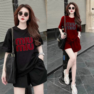 Set bộ đùi chất cotton su phom rộng mặc nhà cho nữ rẻ đẹp thể thao nữ bộ quần áo đùi nữ bigsize 40-75KG in miu miu