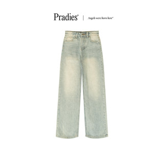 Quần jeans nữ ống suông rộng pradies - wide leg màu wash dirty blue