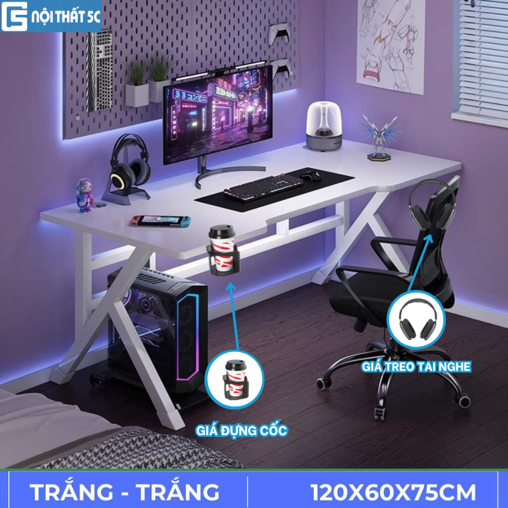 Bàn Làm Việc, Bàn Gaming Nội Thất 5C chữ K,U,Z nhiều phiên bản, mặt gỗ 1m2,1m thiết kế cá tính, chân sắt sơn tĩnh điện | BigBuy360 - bigbuy360.vn