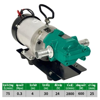 Máy bơm dầu bánh răng 24v 600w papa tools - suoli wcb-24v, bơm dầu diesel, dầu động cơ, dầu thủy lực 75l/min