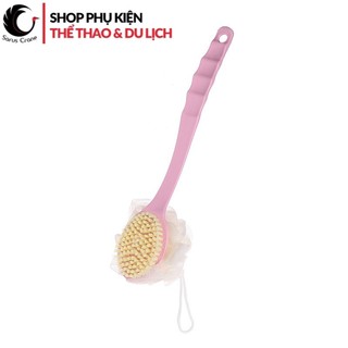 Cây cọ kỳ lưng kèm bông tắm 2 in 1 có tay cầm tiện lợi