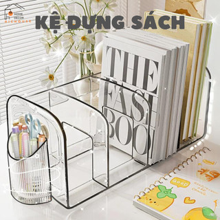 Kệ đựng sách để bàn trong suốt nhiều ngăn chất liệu Acrylic dày dặn, cao cấp có tay cầm