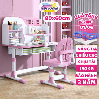 Bộ bàn học cho bé Nam Dương C05 Mặt bàn 80cm Nâng hạ chiều cao Chống gù chống cận