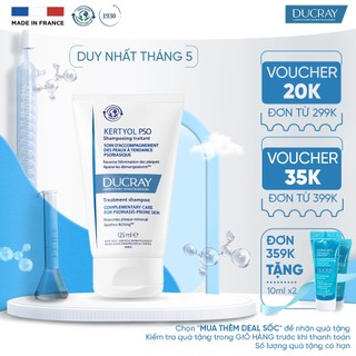 Dầu gội hỗ trợ tái cân bằng cho da đầu bị vảy nến, mảng bám, gàu nặng & ngứa Ducray Kertyol Pso Treatment Shampoo 125ml